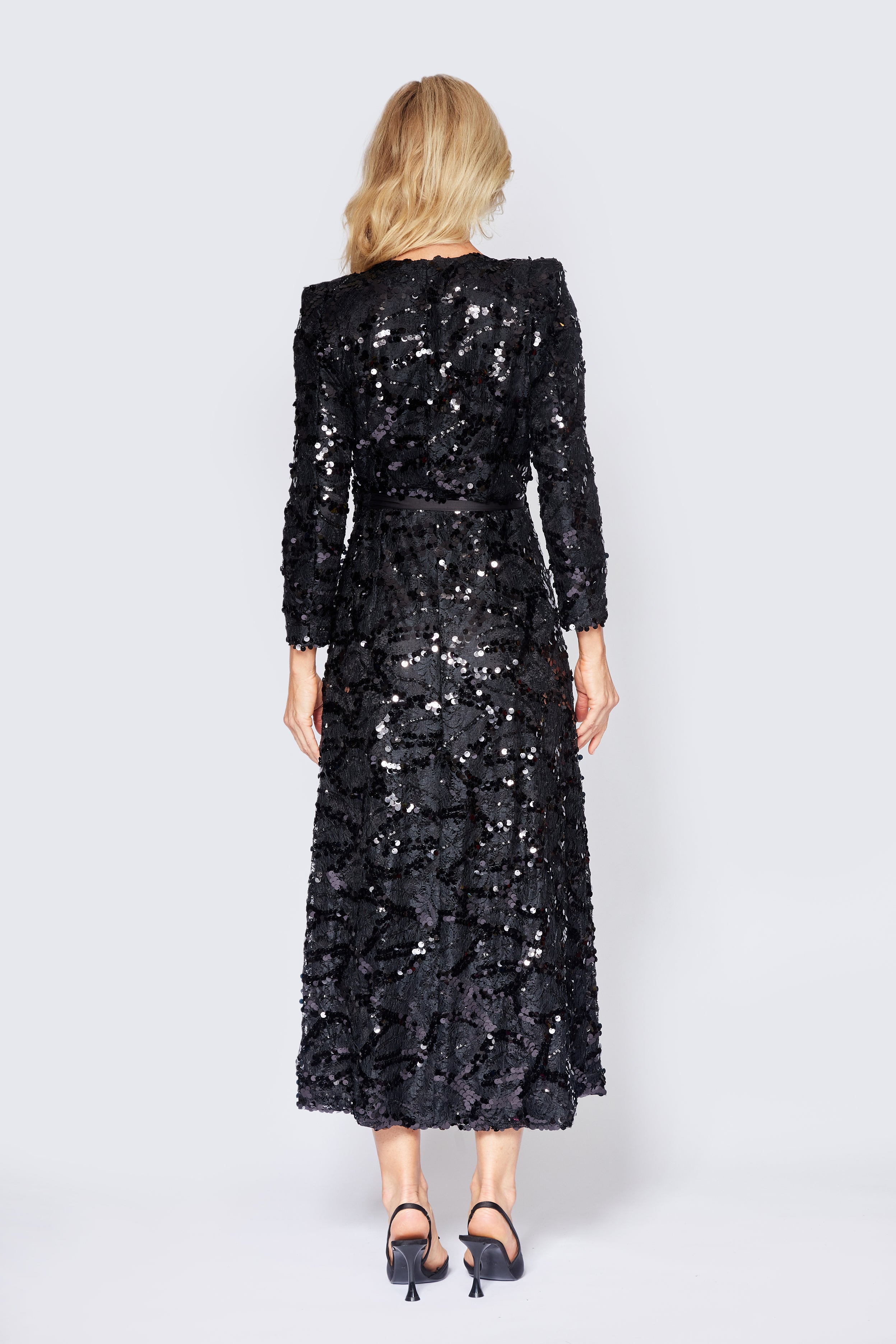 Black Lace/Sequin Wrap Dress