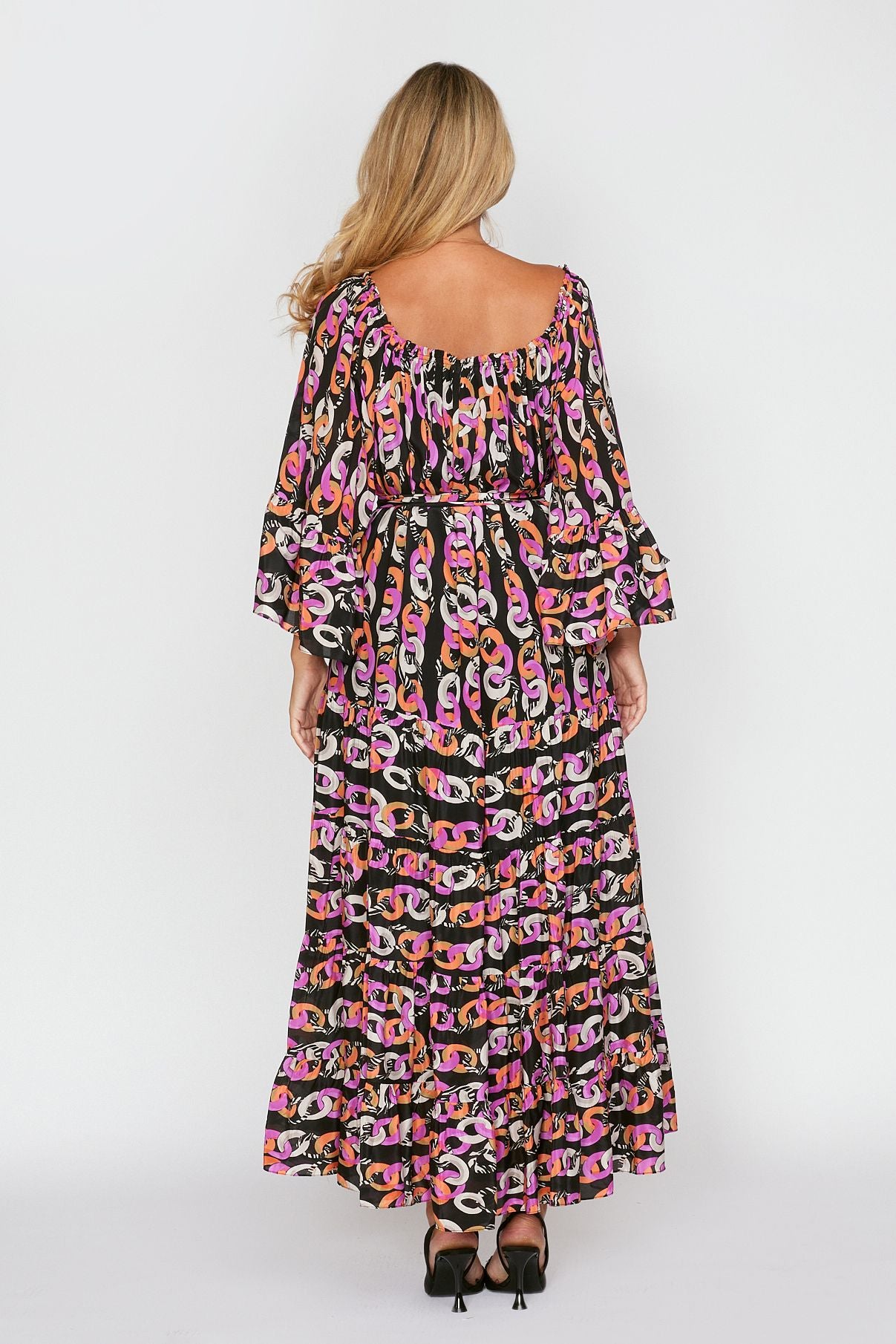 Chain Link Print Gypsy Dress