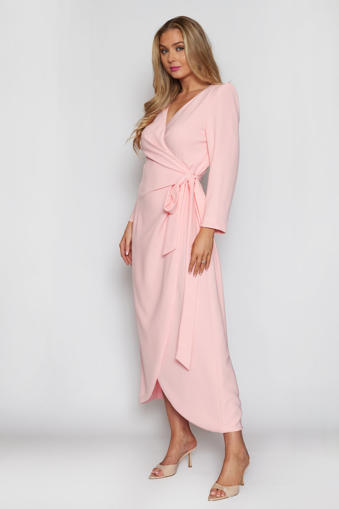 Baby Pink Corporate Wrap Dress