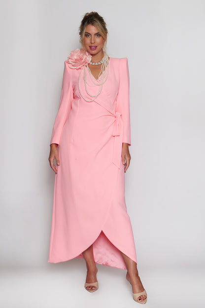 Bubble Gum Pink Corporate Wrap Dress