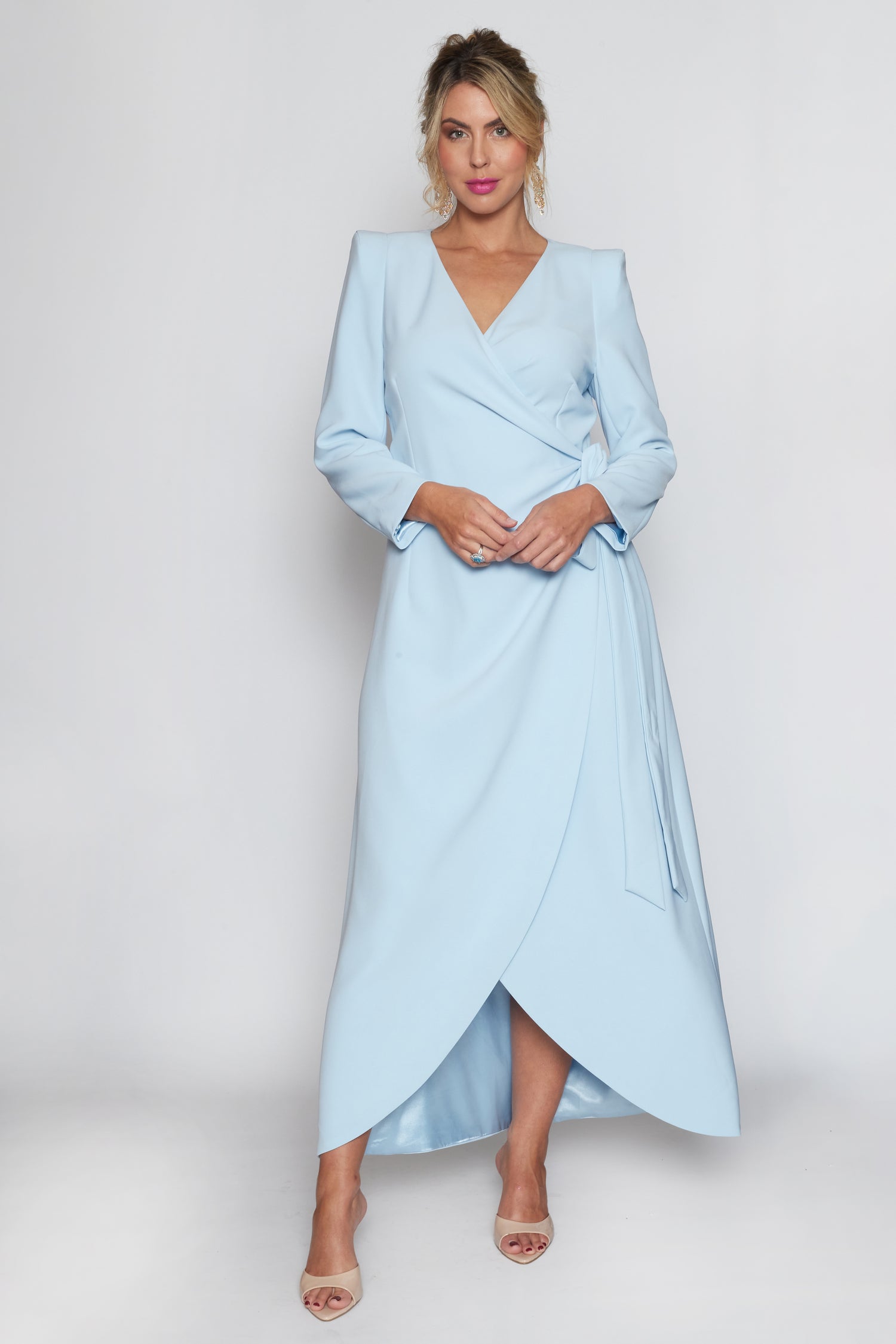 Baby Blue Corporate Wrap Dress