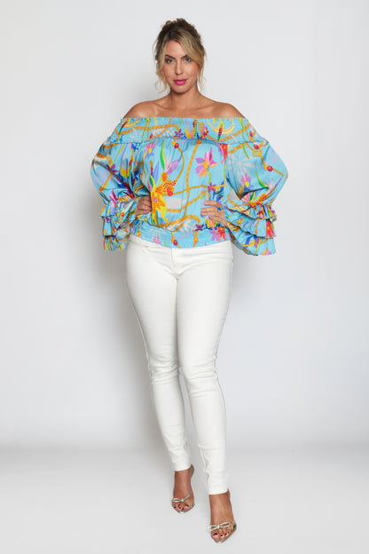 Sky Blue Print Salsa Top