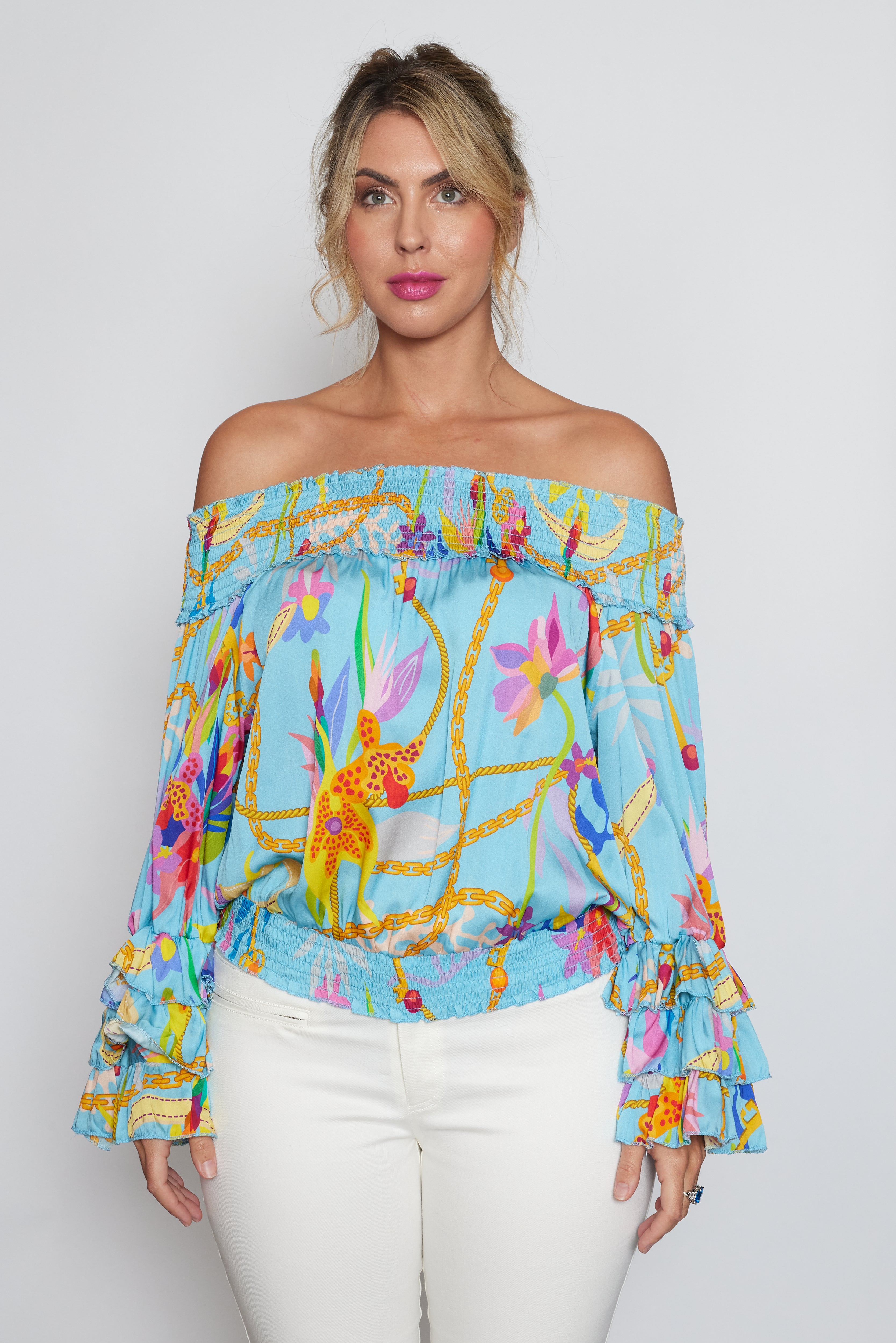 Sky Blue Print Salsa Top