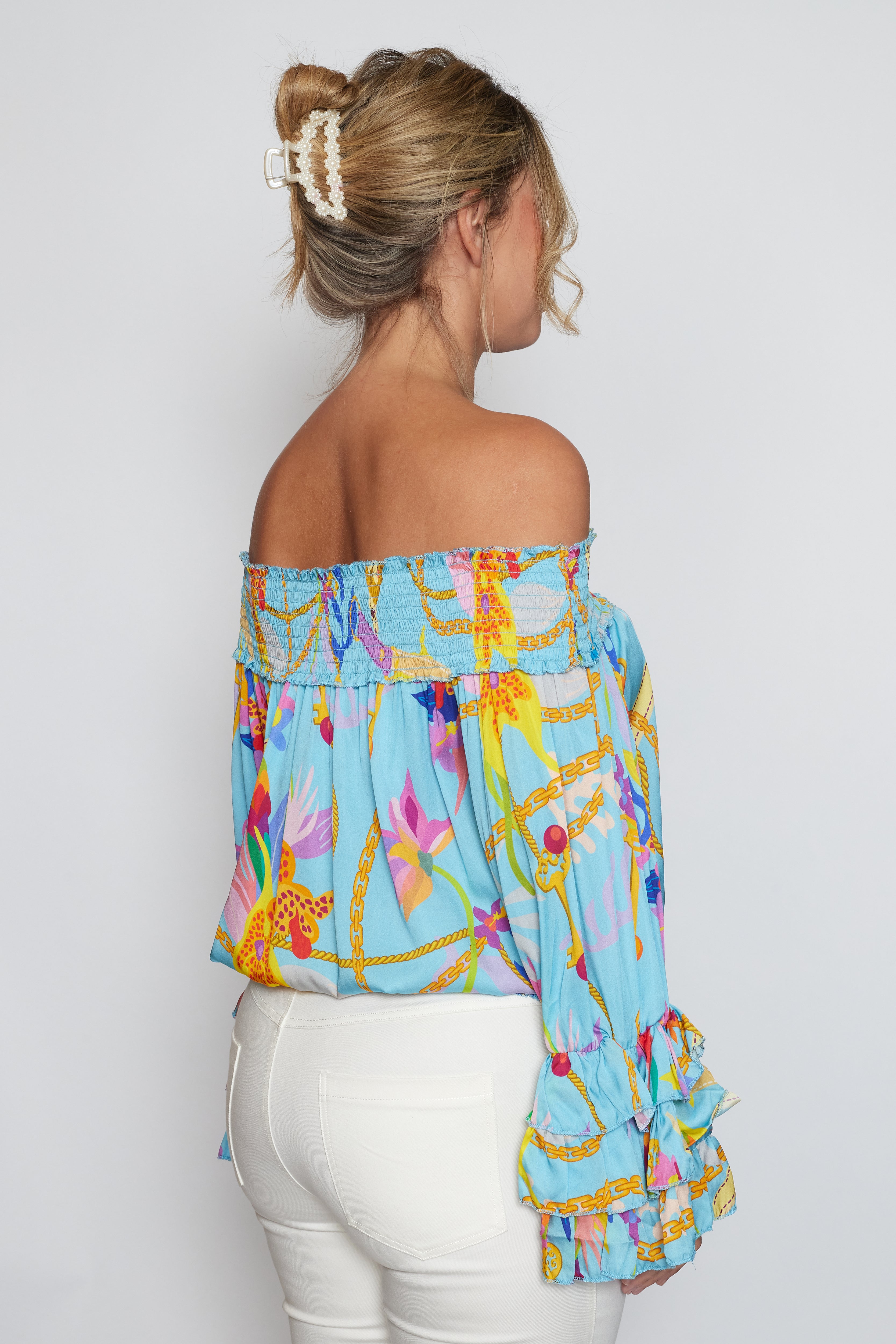 Sky Blue Print Salsa Top