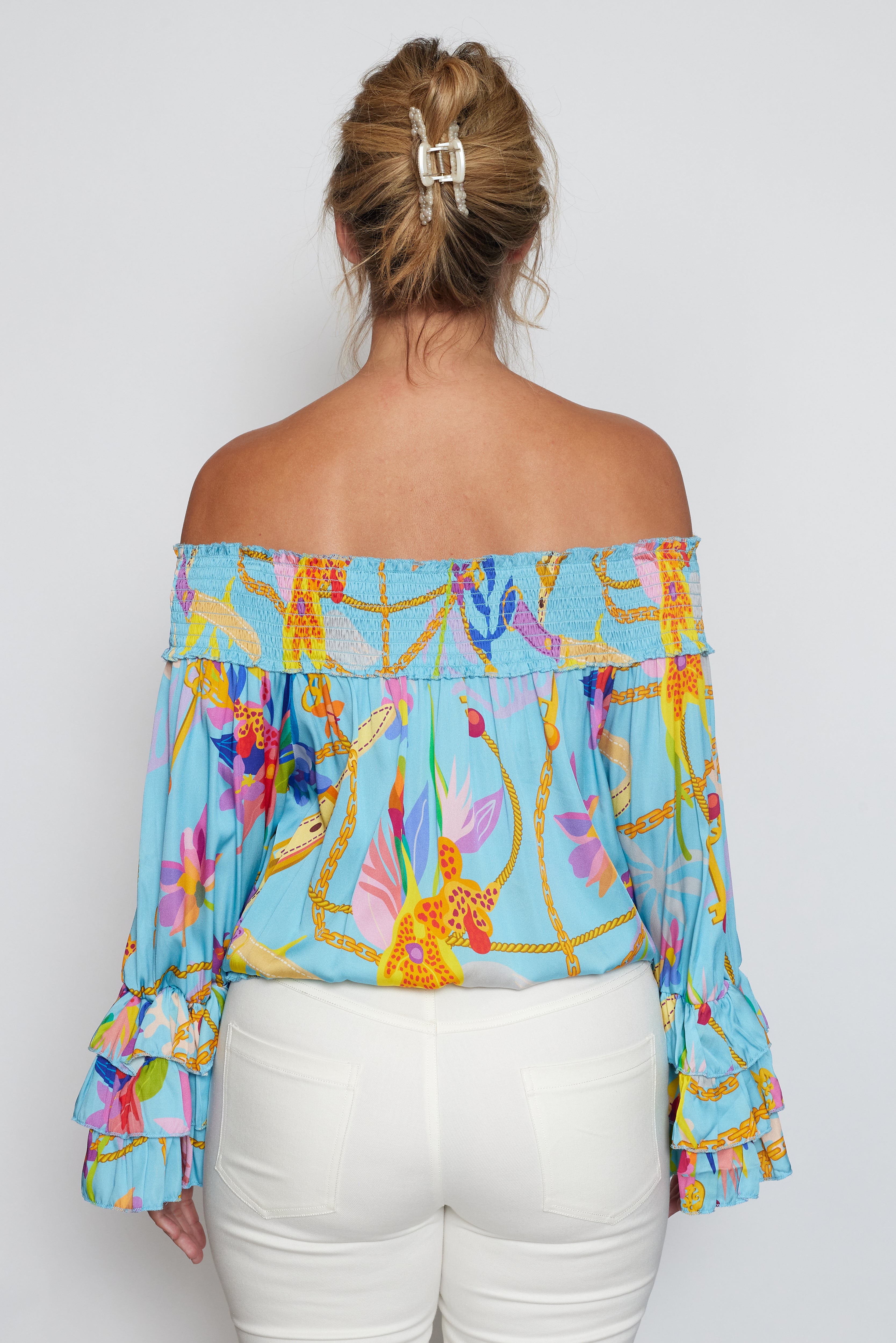 Sky Blue Print Salsa Top