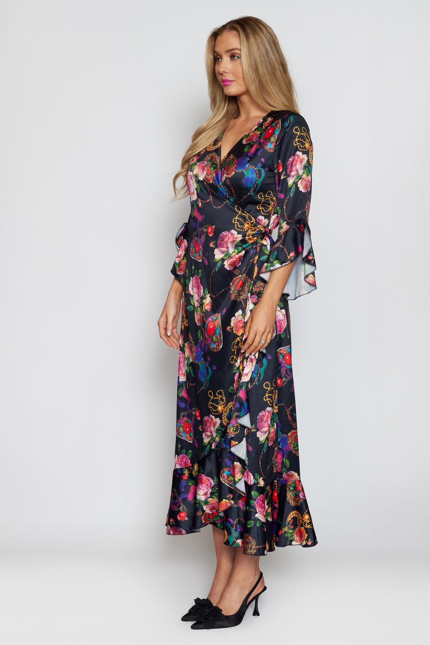 Jewel Print Wrap Dress