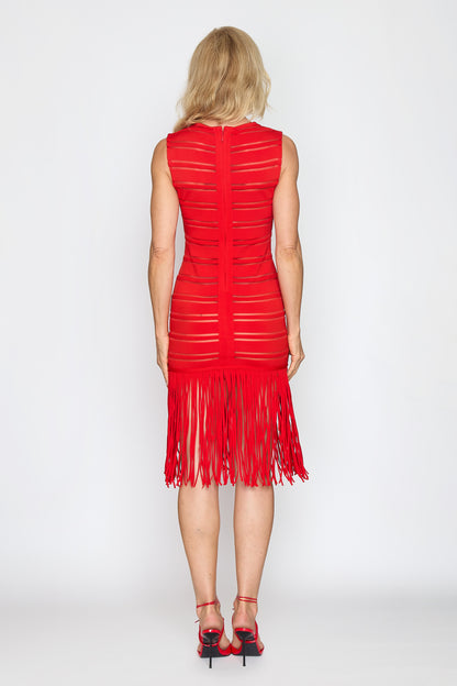 Red Body-Con Fringe Dress