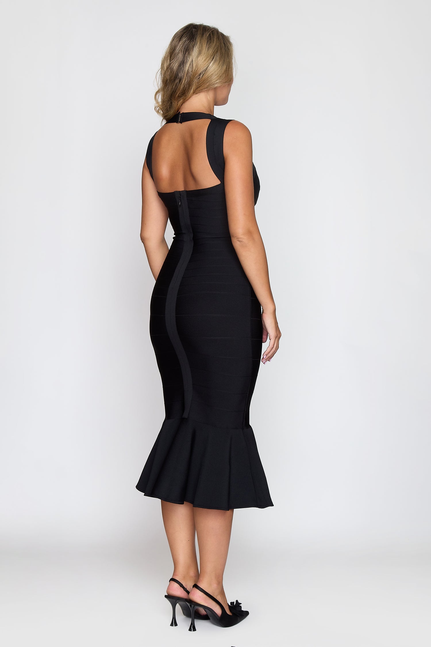 Black Body-Con Dress with Peplum