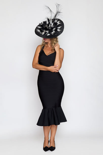 Black and White Feather Hat