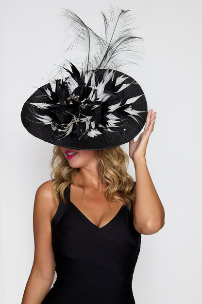 Black and White Feather Hat