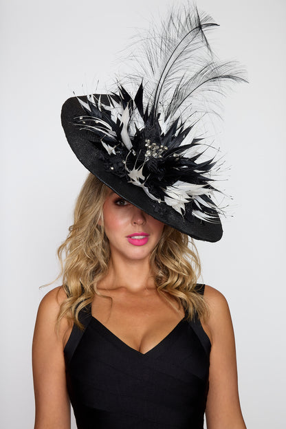 Black and White Feather Hat
