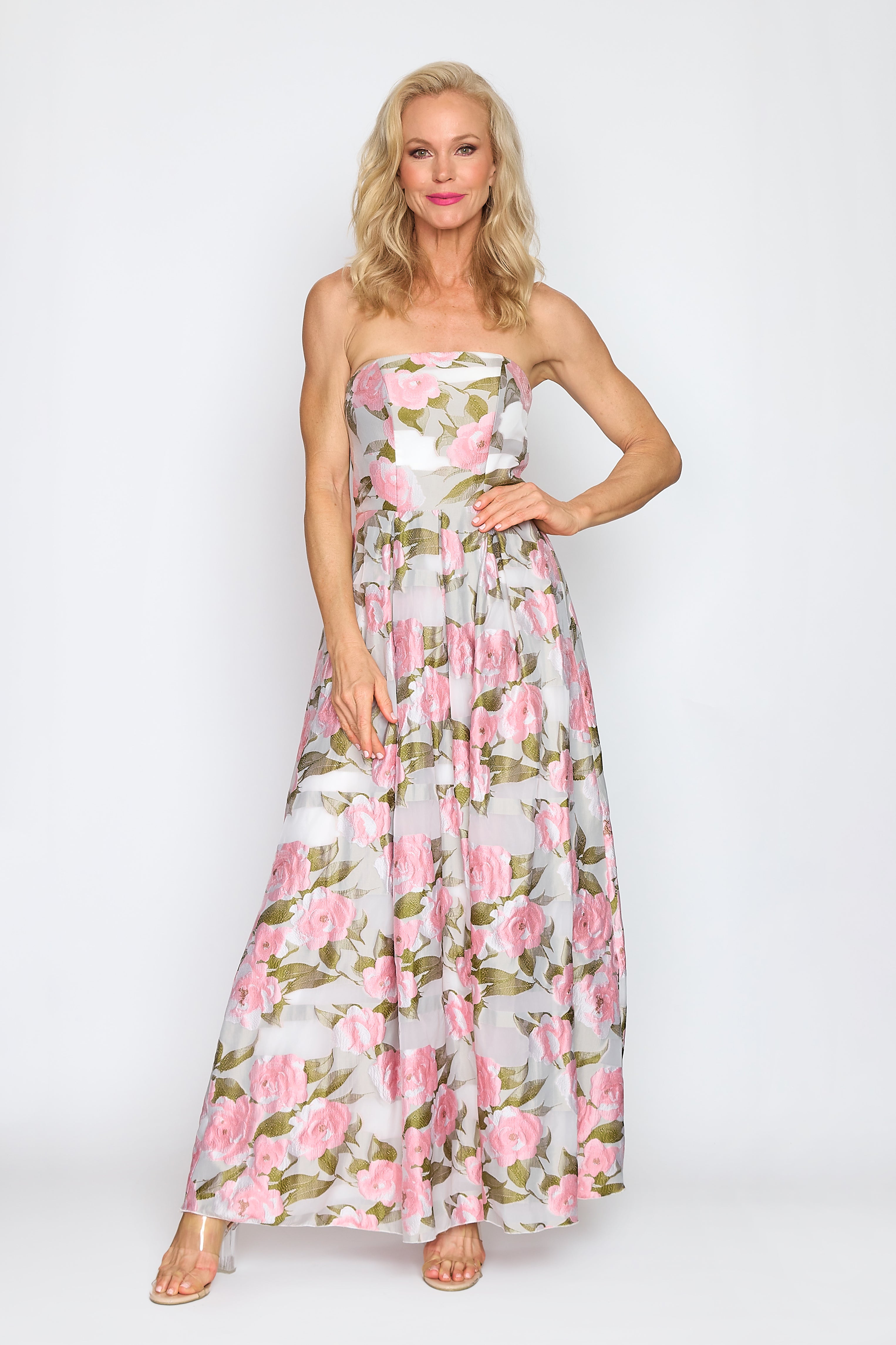 Spring Rose Strapless Dress