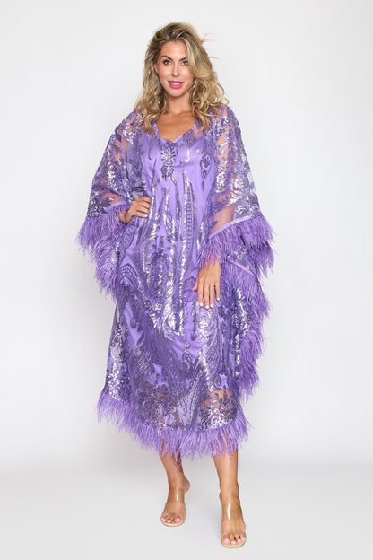 Purple Glamour Sequin Kaftan