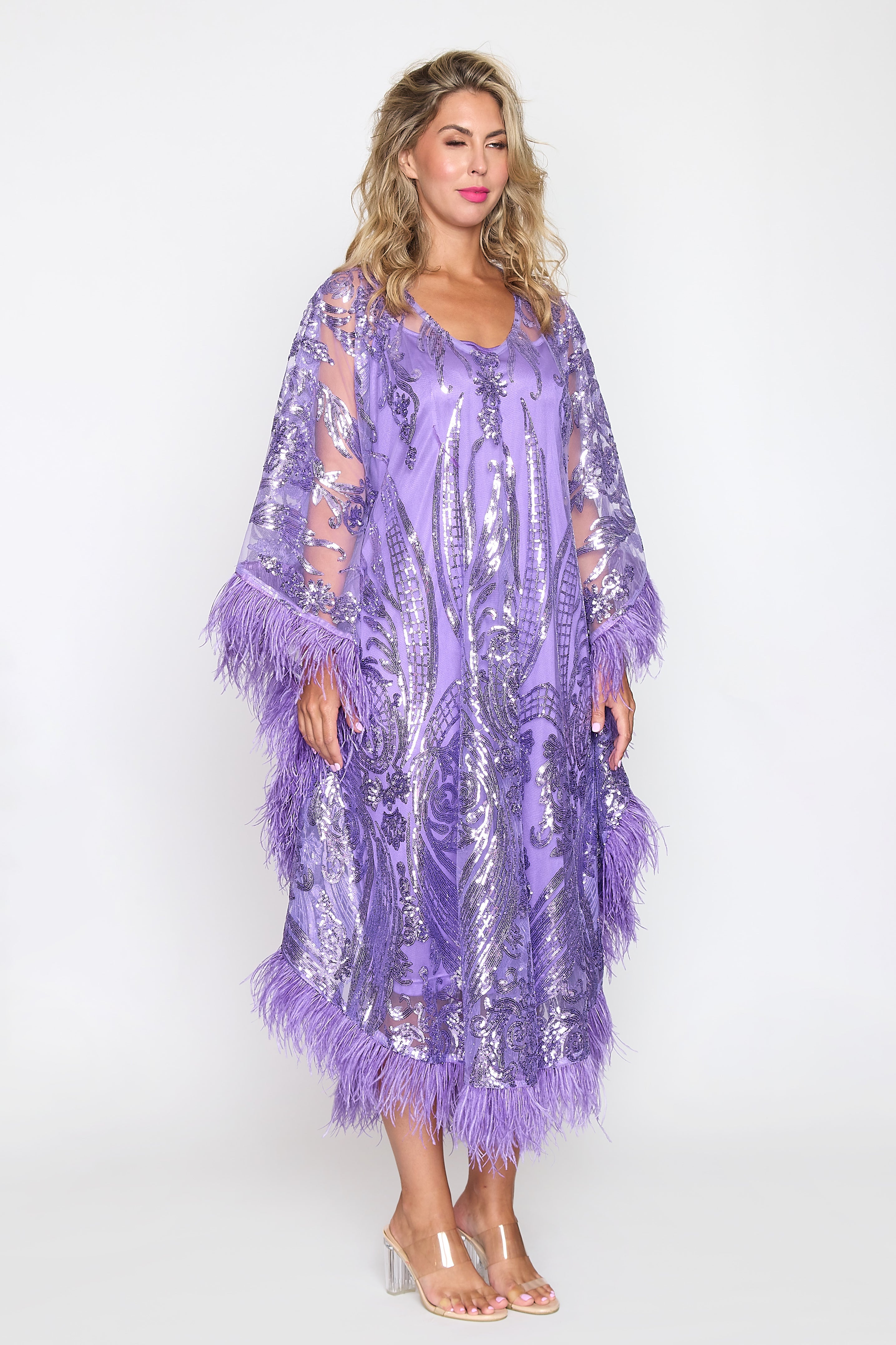 Purple Glamour Sequin Kaftan