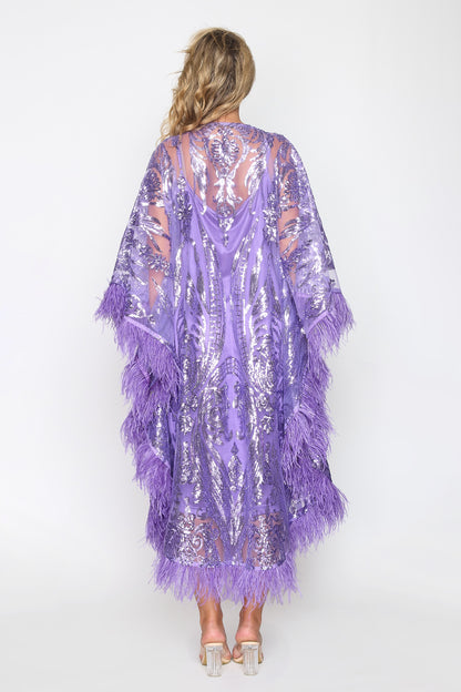 Purple Glamour Sequin Kaftan