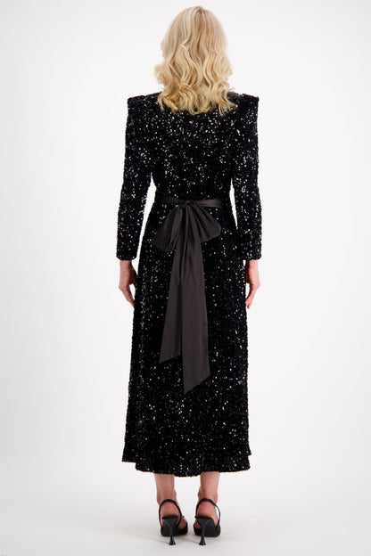 Black Velvet Sequin Wrap dress