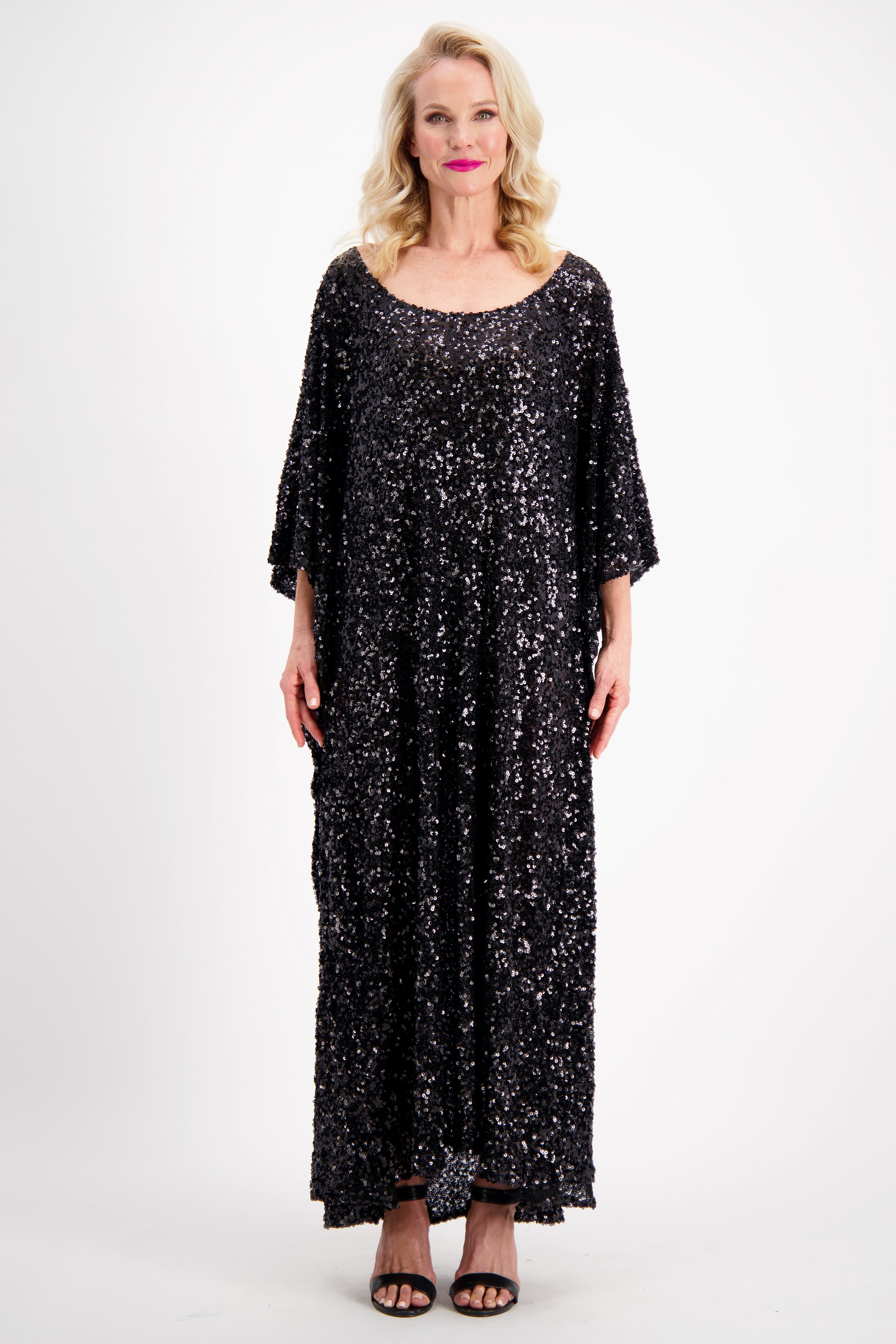 Black Sequin Kaftan