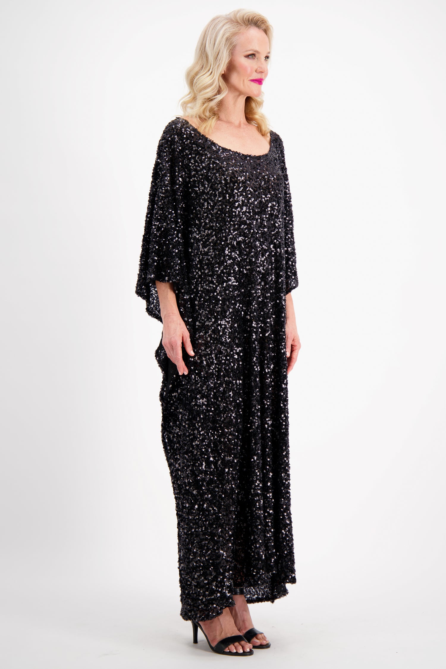 Black Sequin Kaftan