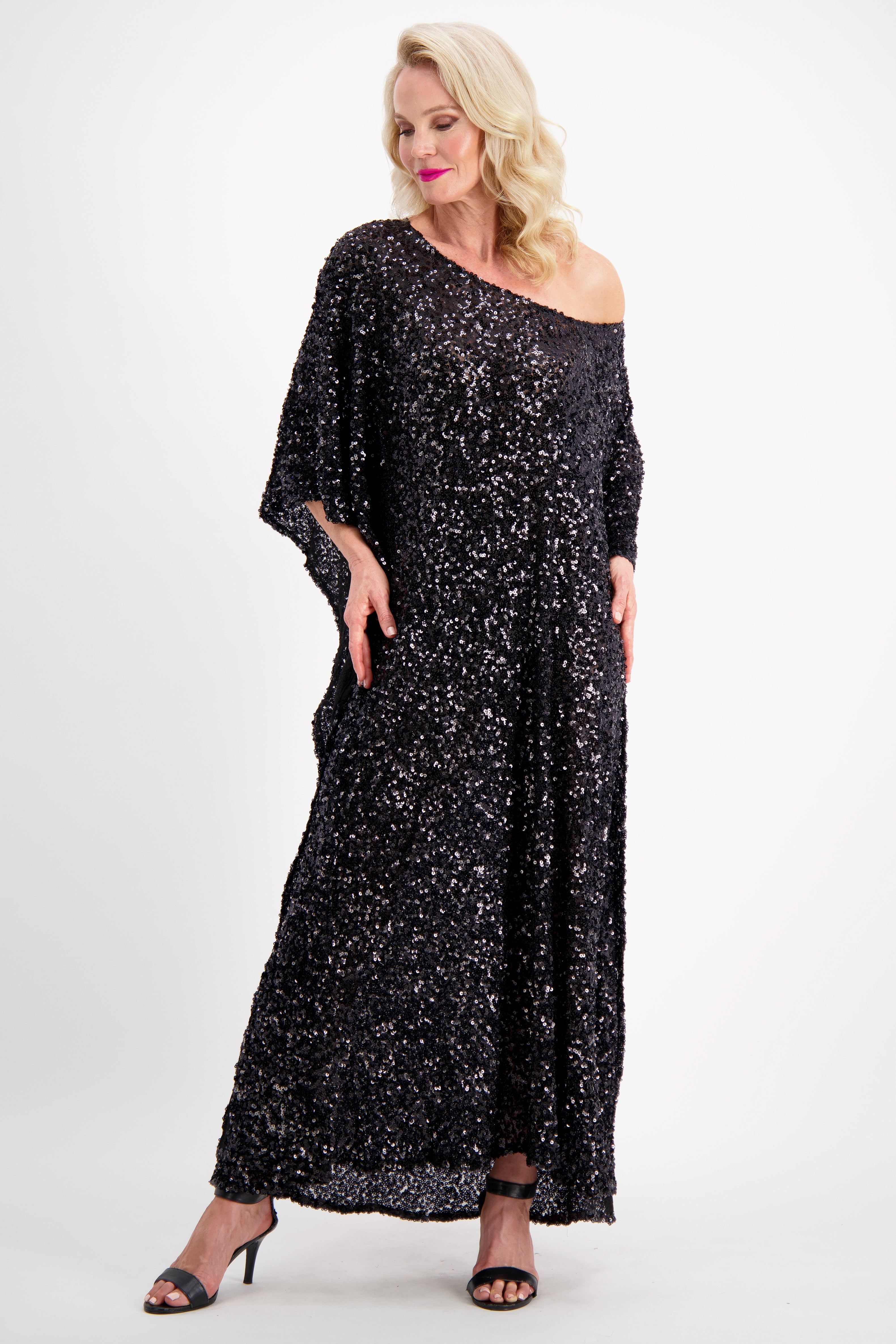 Black Sequin Kaftan