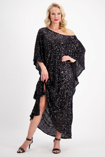 Black Sequin Kaftan