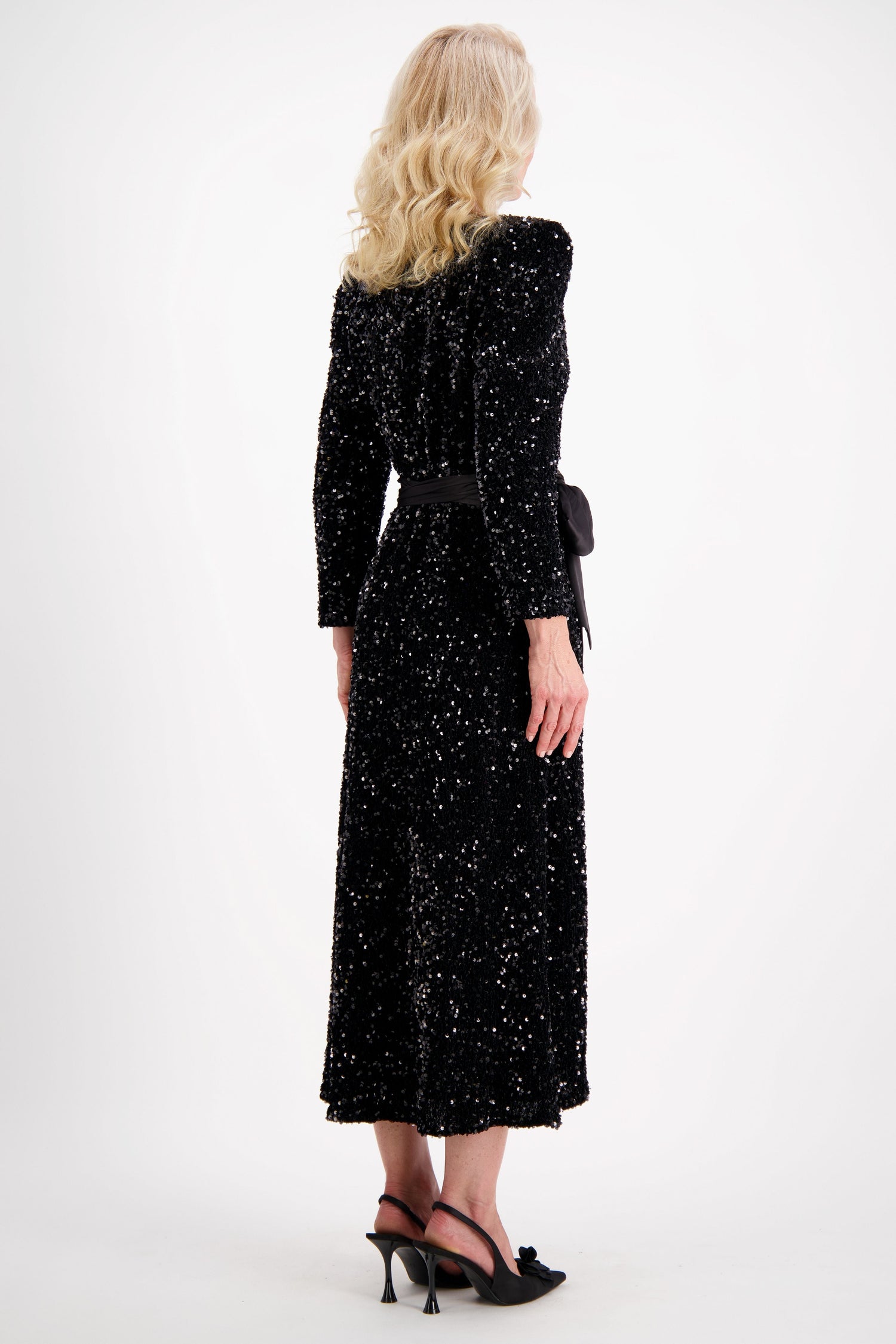 Black Velvet Sequin Wrap dress