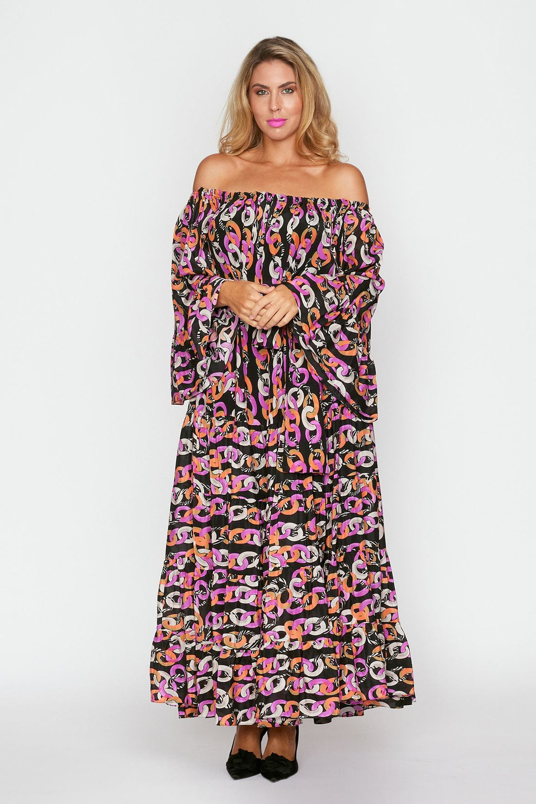 Chain Link Print Gypsy Dress
