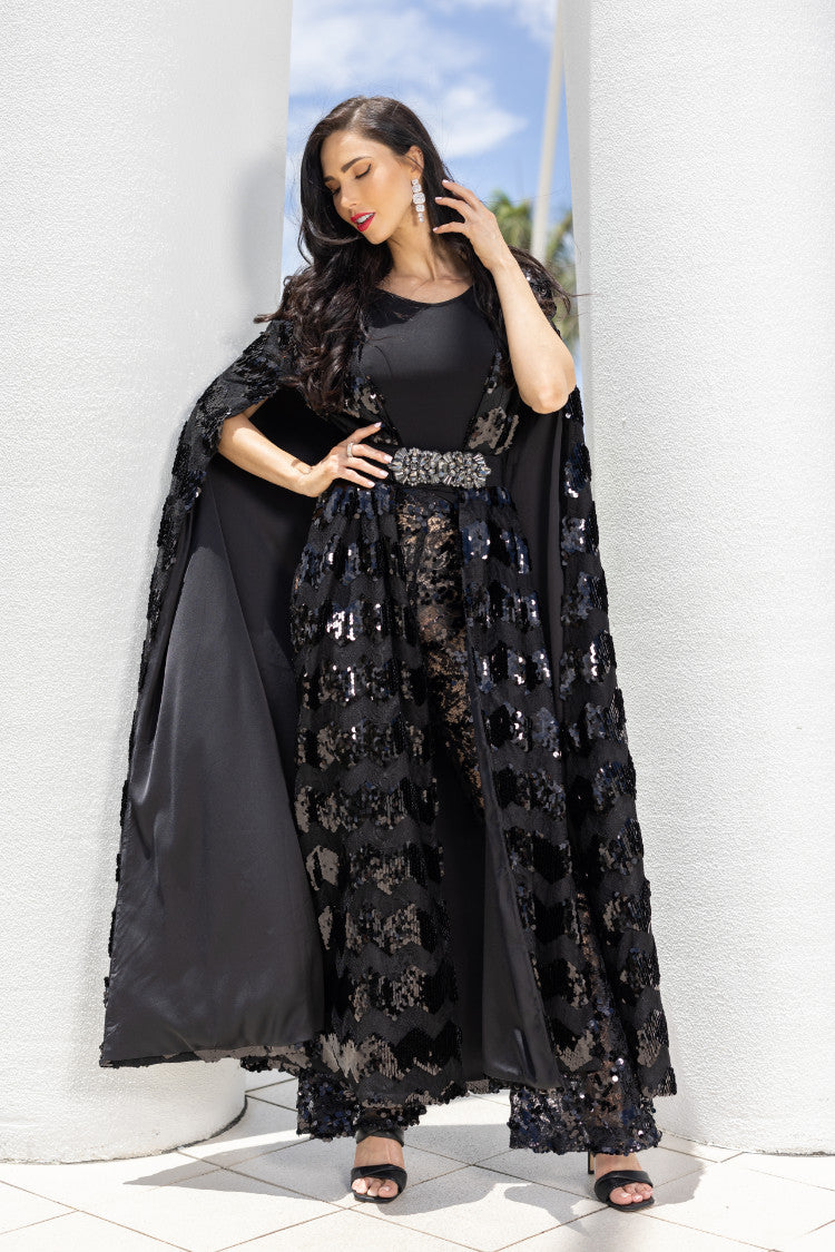 Black Gala Sequin Cape