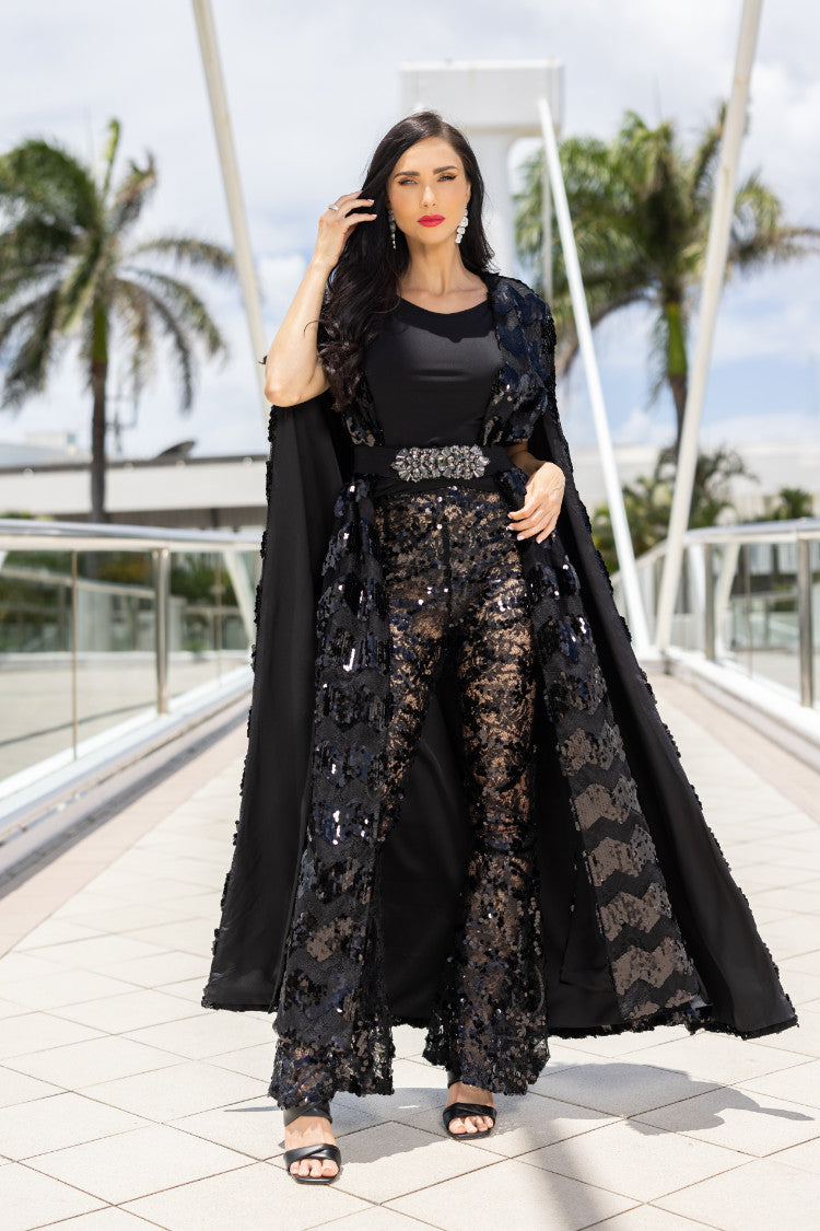 Black Gala Sequin Cape