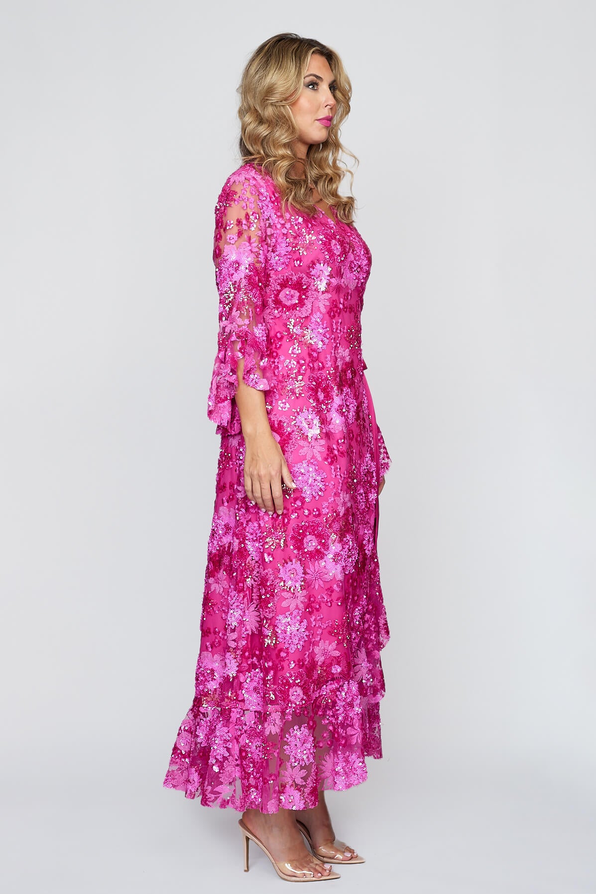 Hot Pink Sequin Wrap Dress