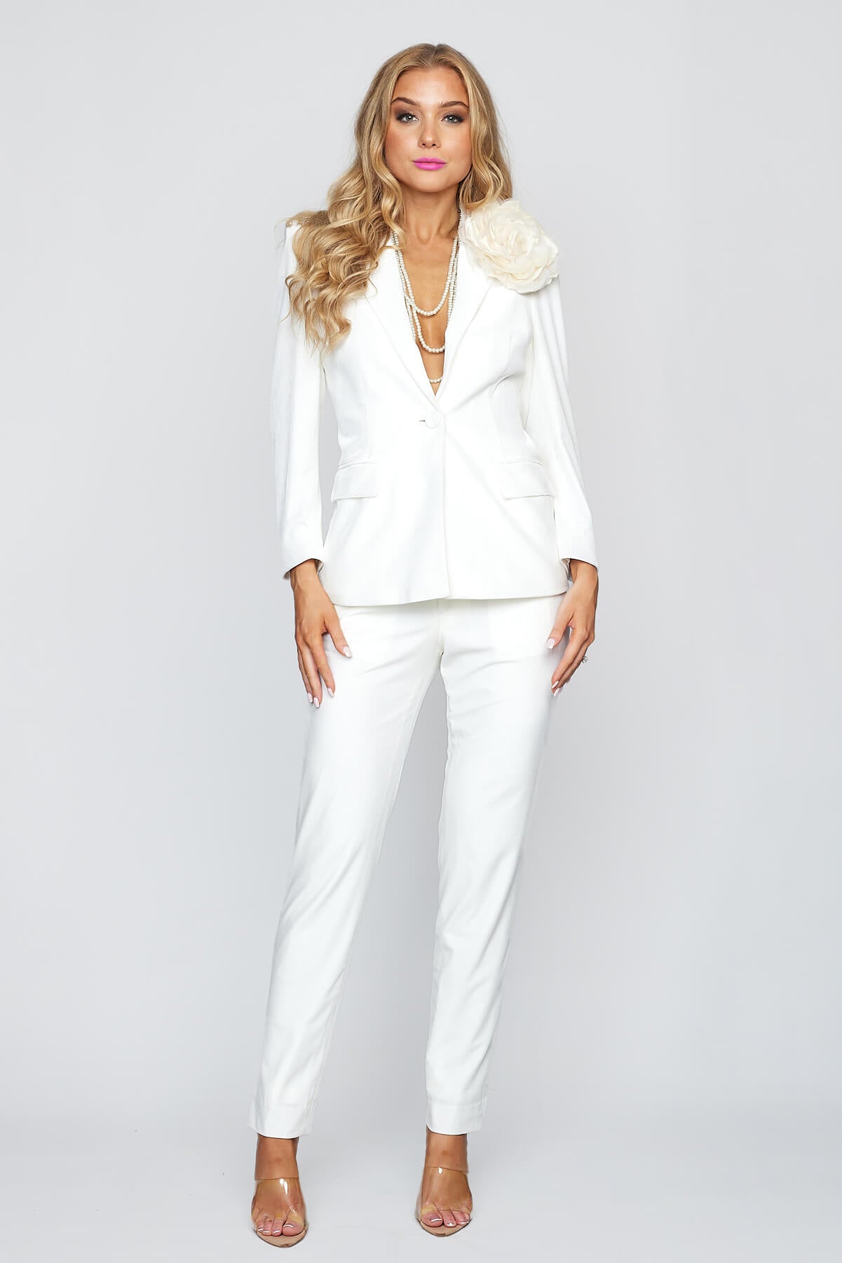White Velvet Tux Jacket and White Velvet Classic Pant