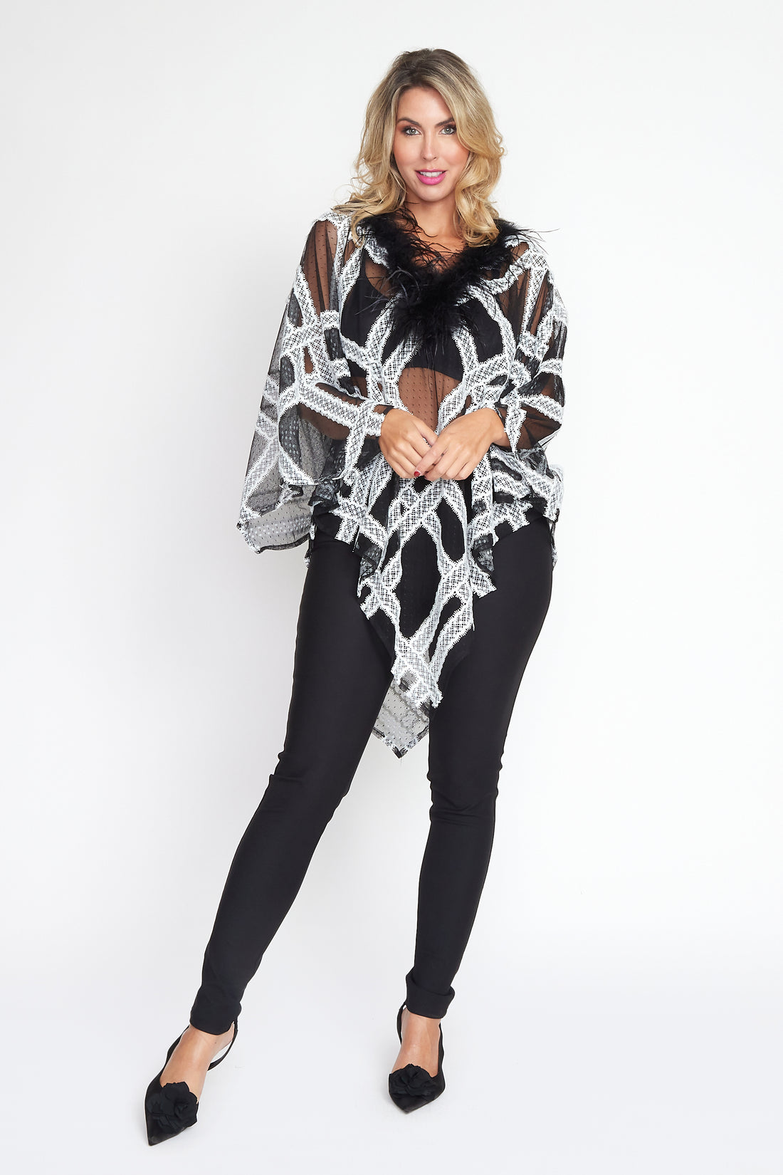 Black and Cream Lace Angel Poncho