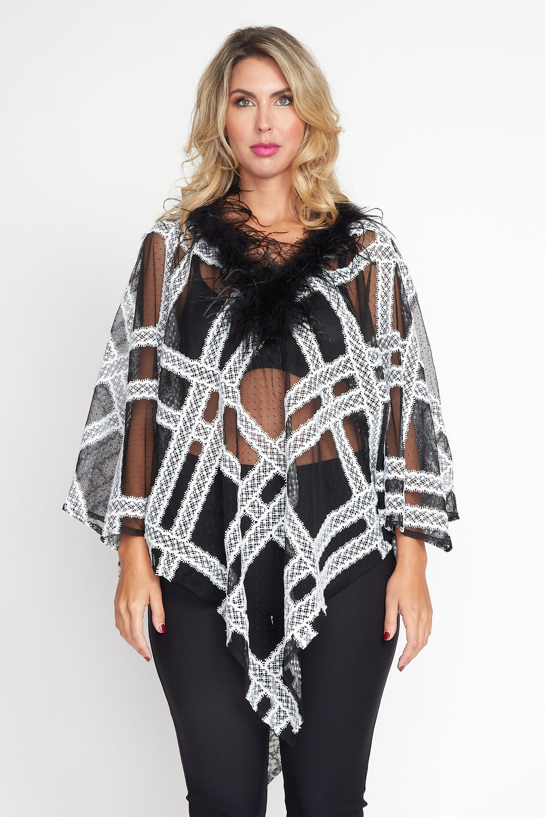 Black and Cream Lace Angel Poncho