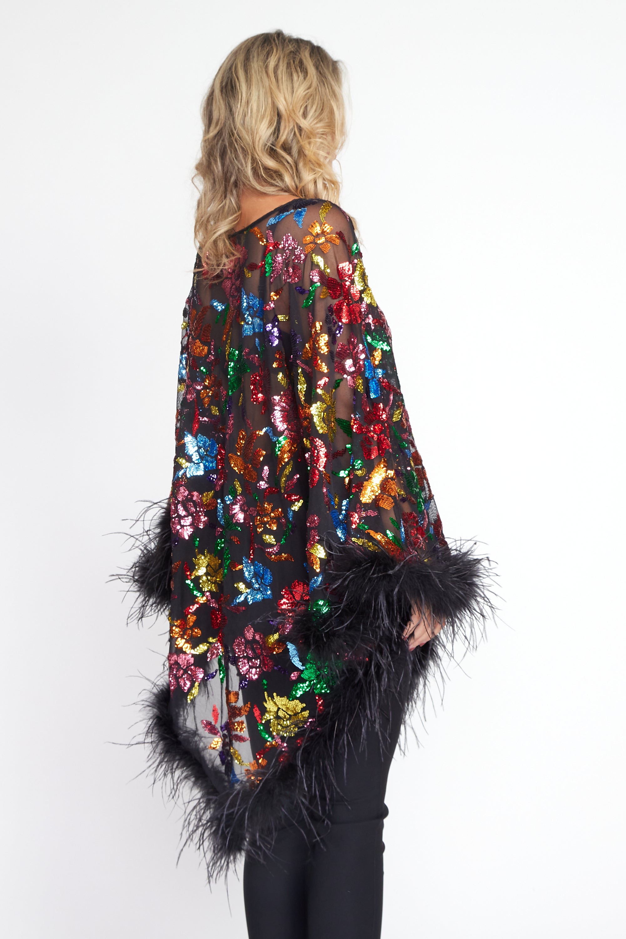 Multi Sequin Angel Feather Poncho