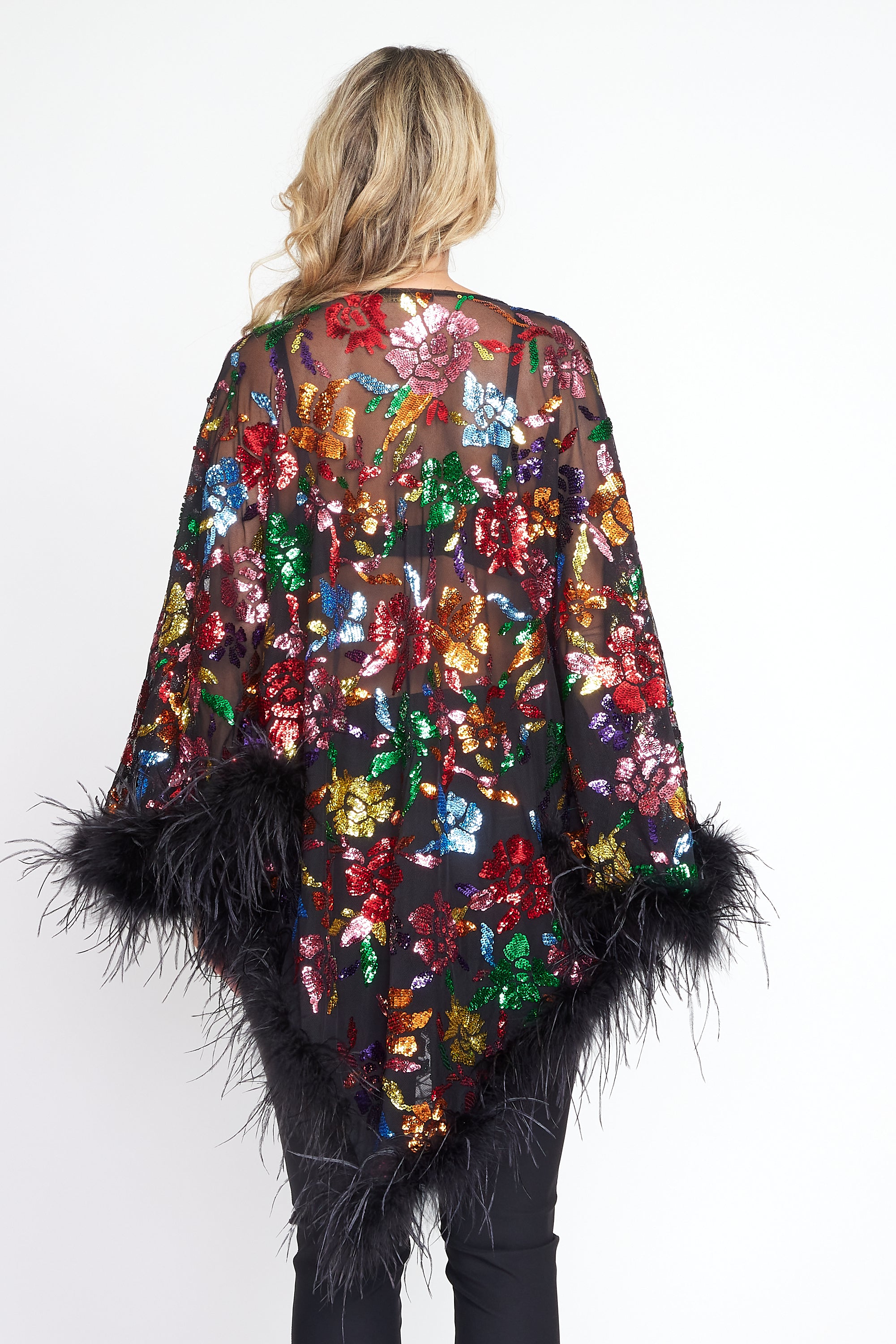 Multi Sequin Angel Feather Poncho