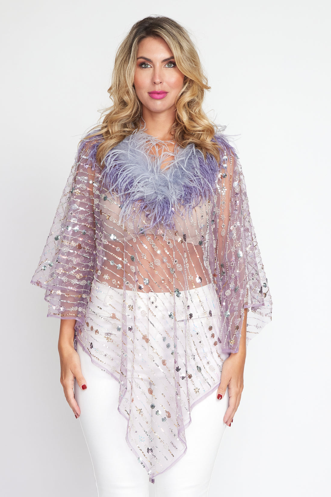 Lilac Sequin Angel Poncho