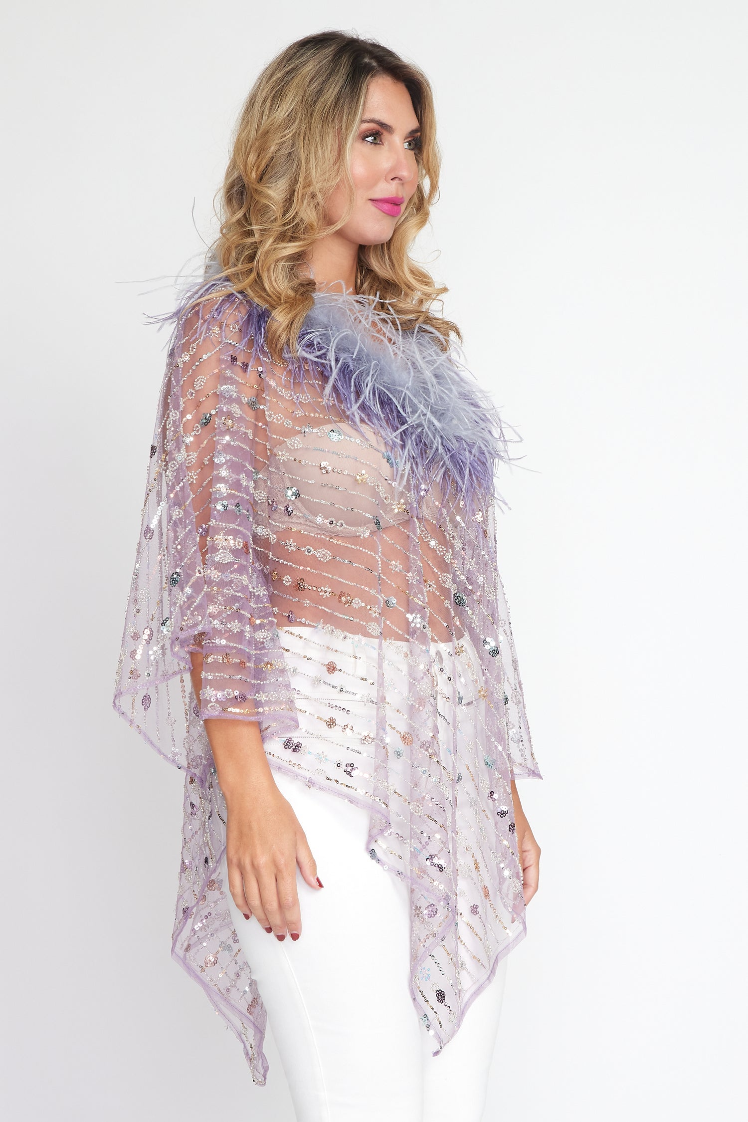 Lilac Sequin Angel Poncho