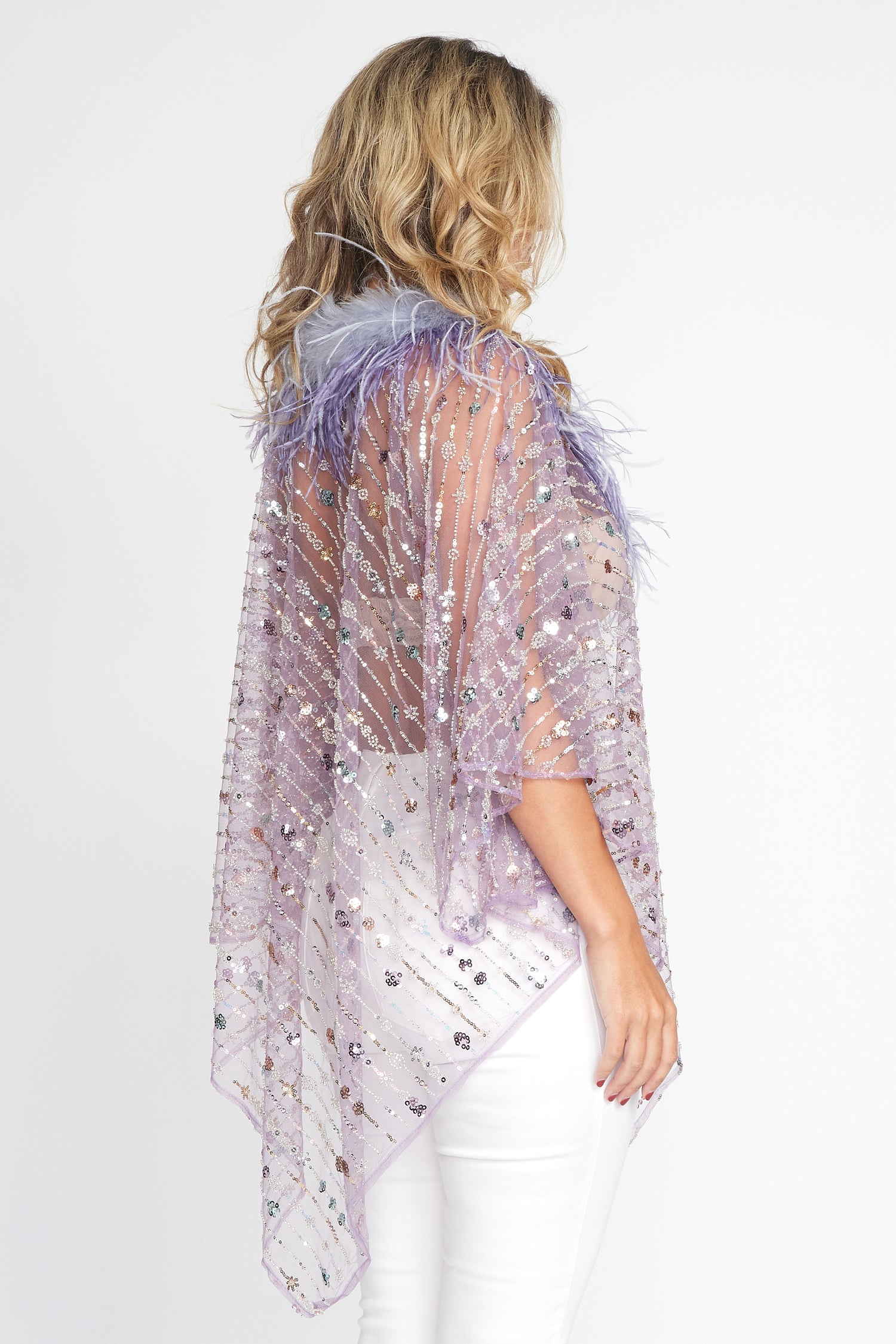 Lilac Sequin Angel Poncho