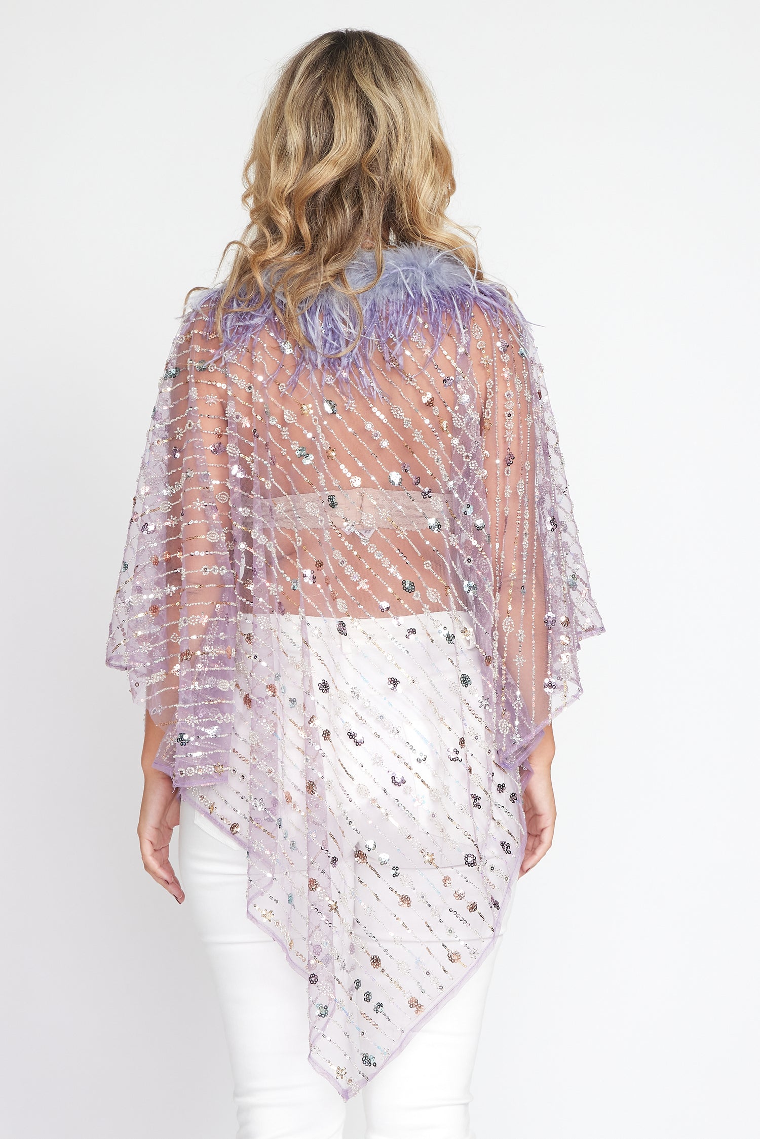 Lilac Sequin Angel Poncho