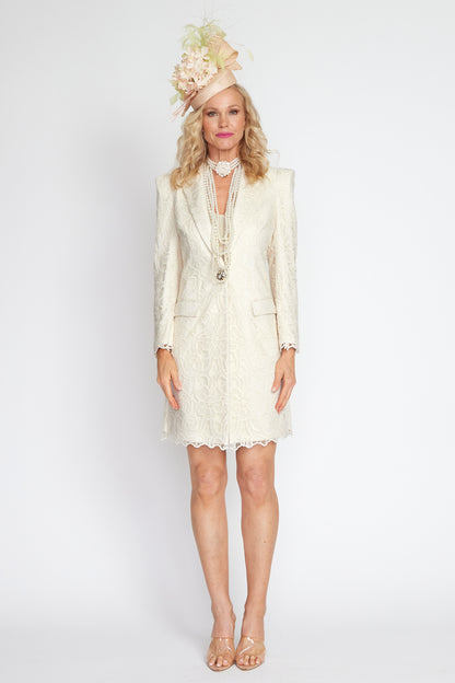 Cream Lace Longline Jacket