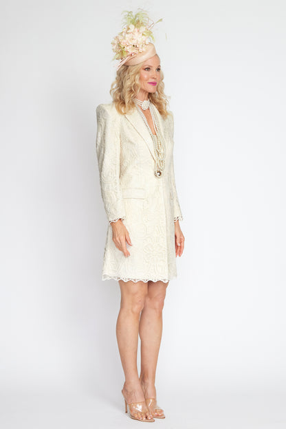 Cream Lace Longline Jacket