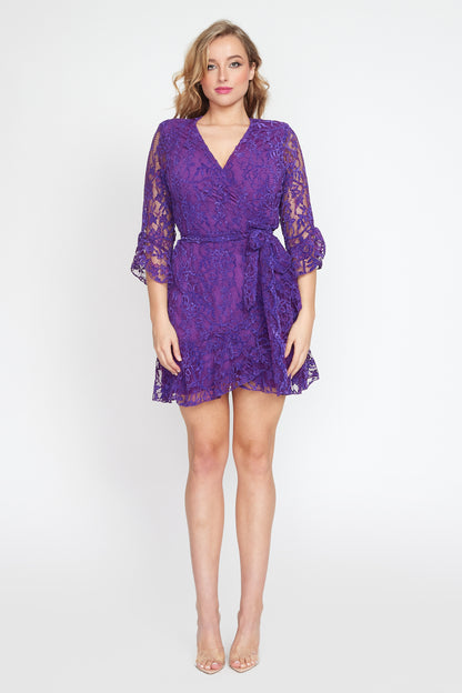 Purple Lace Wrap Dress (Short)