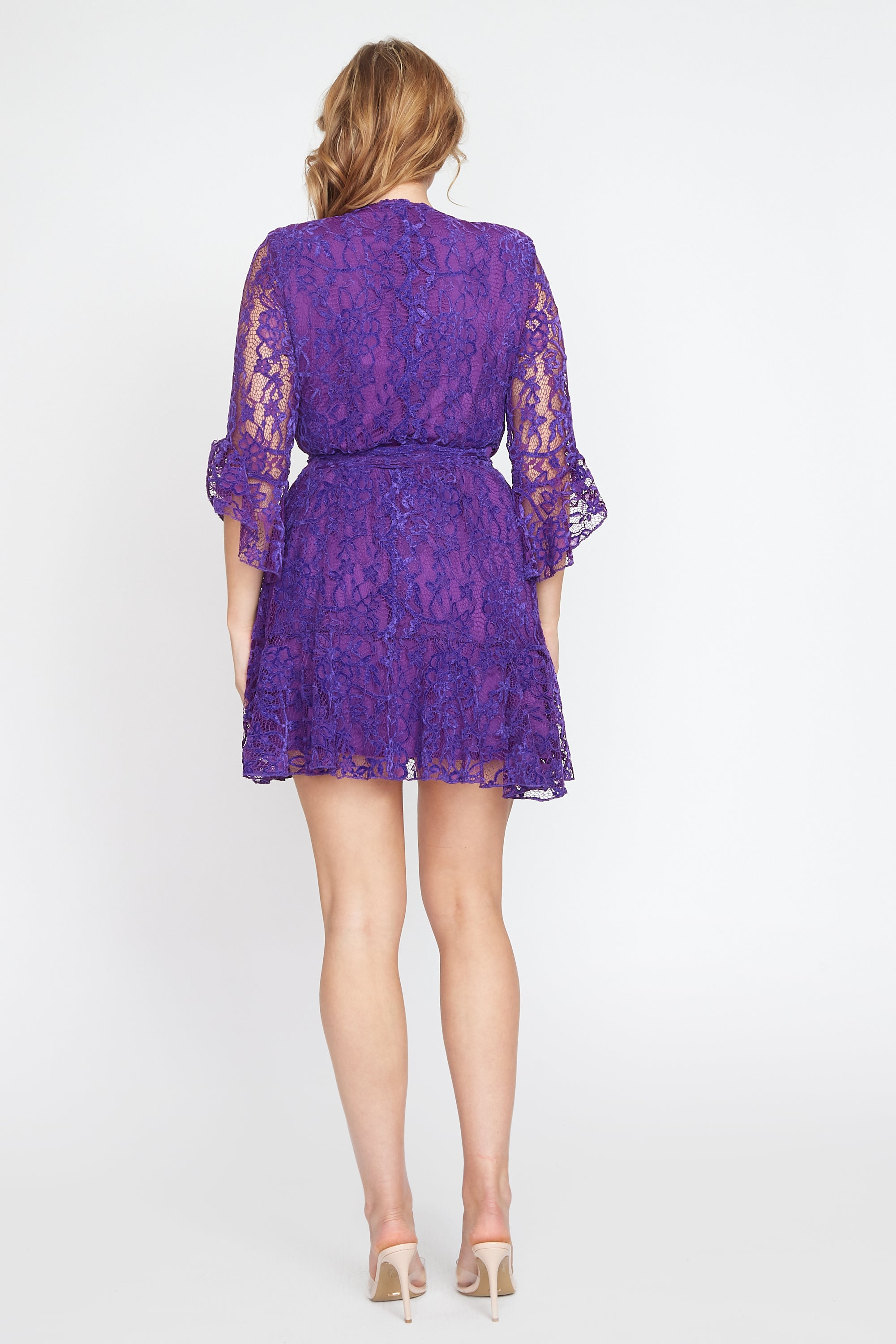 Purple Lace Wrap Dress (Short)