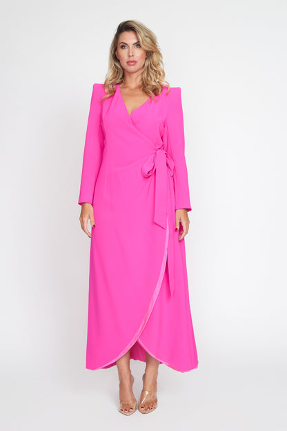 Hot Pink Corporate Wrap Dress