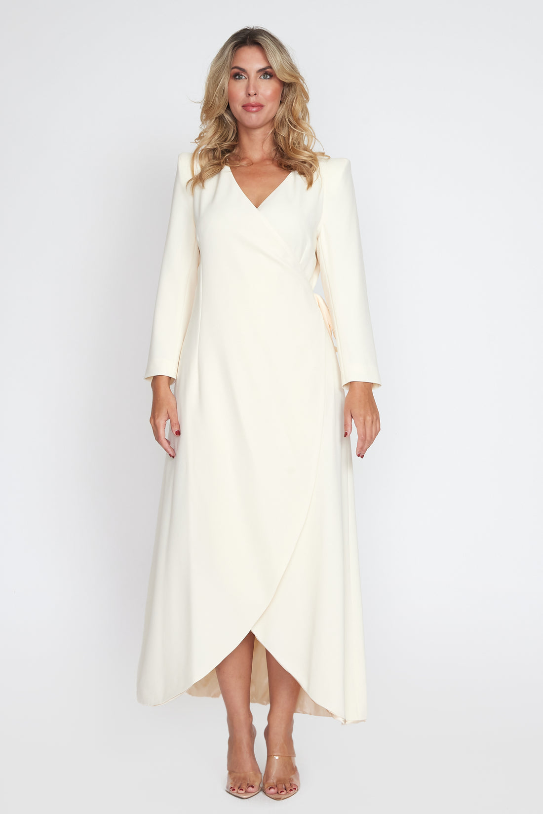 Cream Corporate Wrap Dress