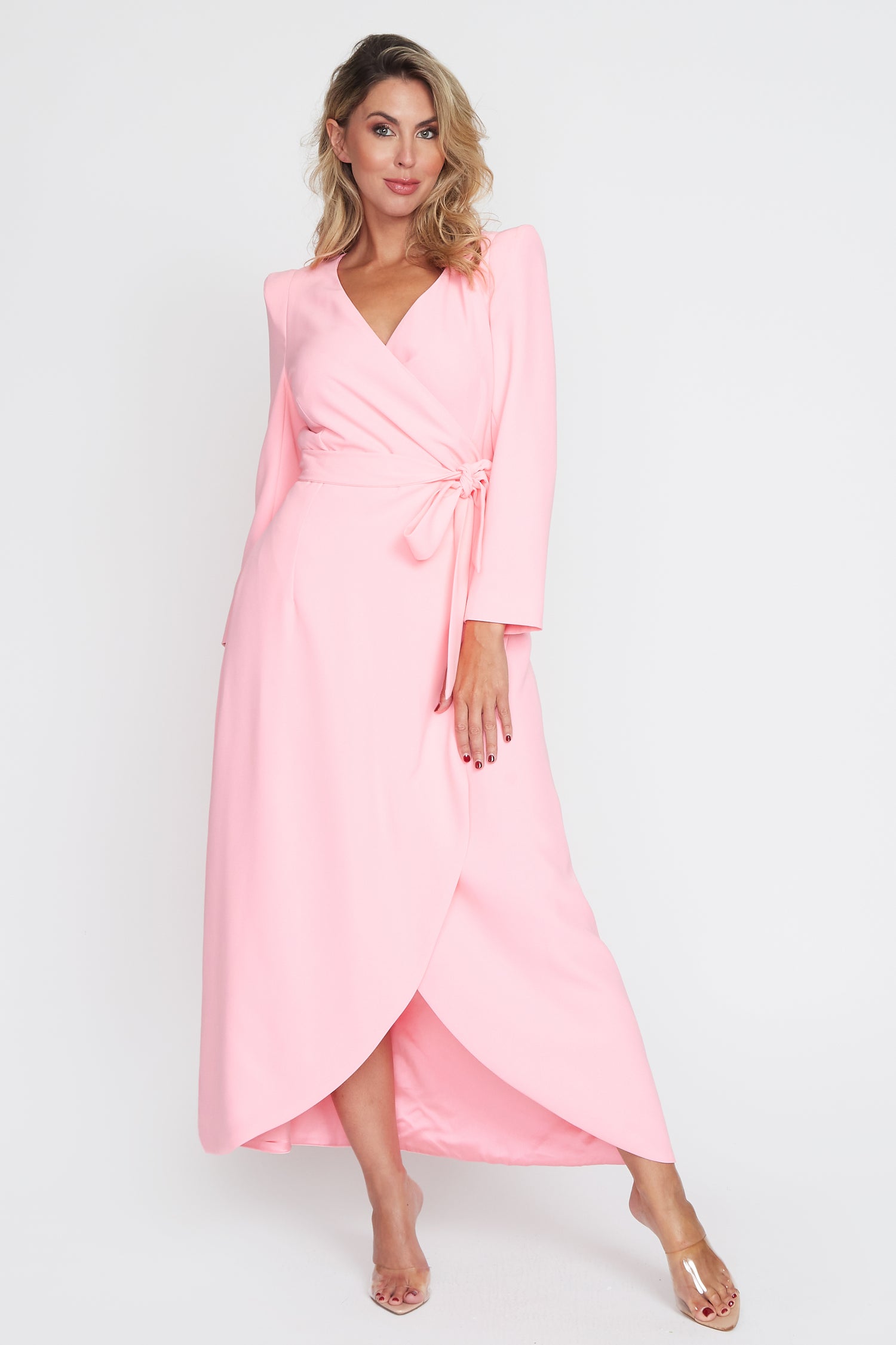 Bubble Gum Pink Corporate Wrap Dress