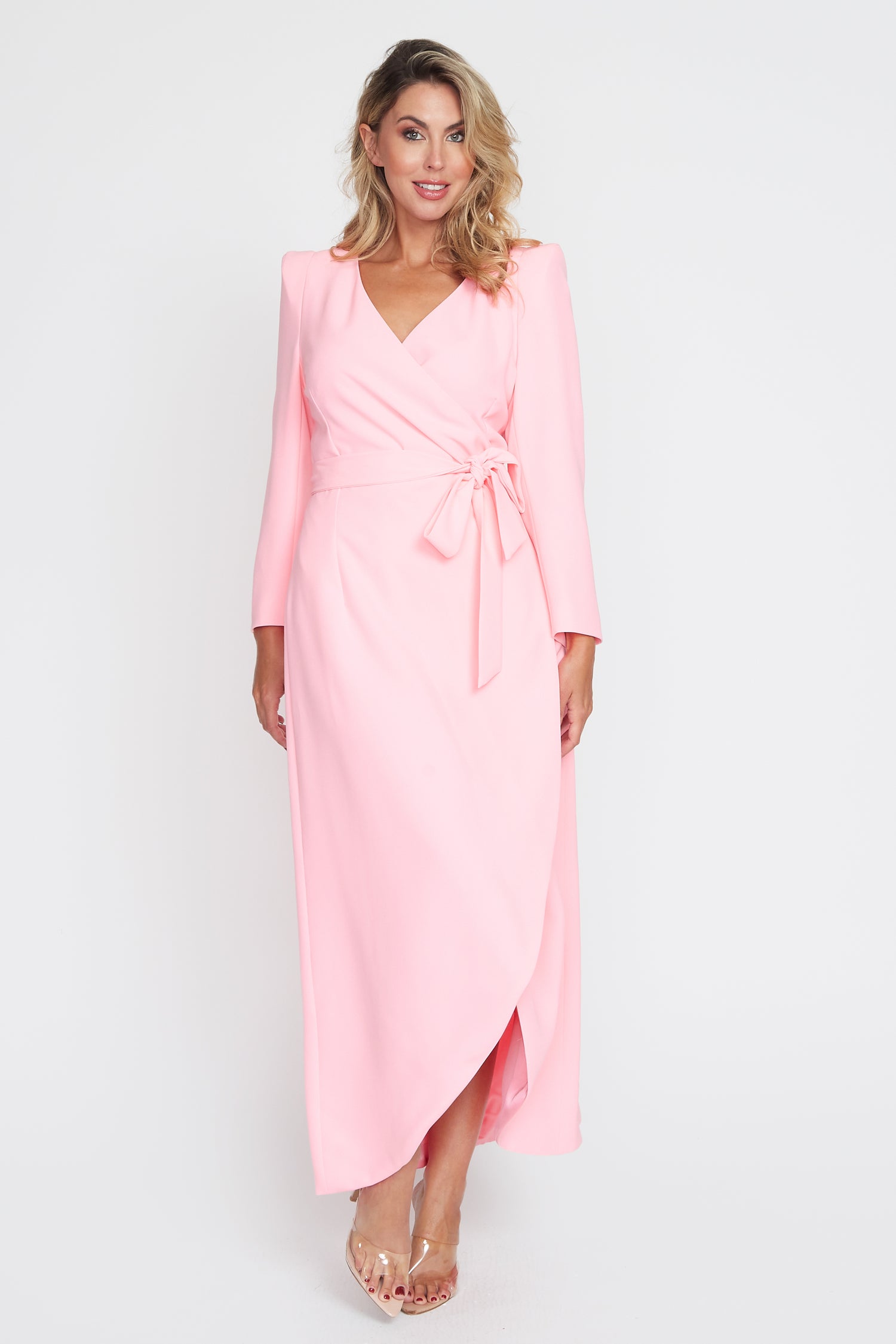 Bubble Gum Pink Corporate Wrap Dress