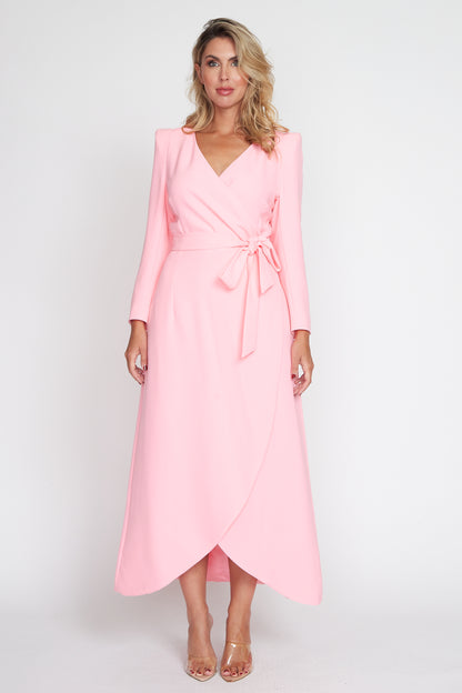 Bubble Gum Pink Corporate Wrap Dress