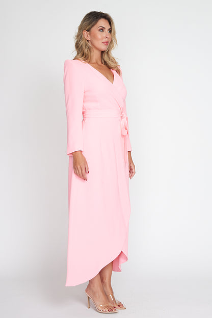 Bubble Gum Pink Corporate Wrap Dress