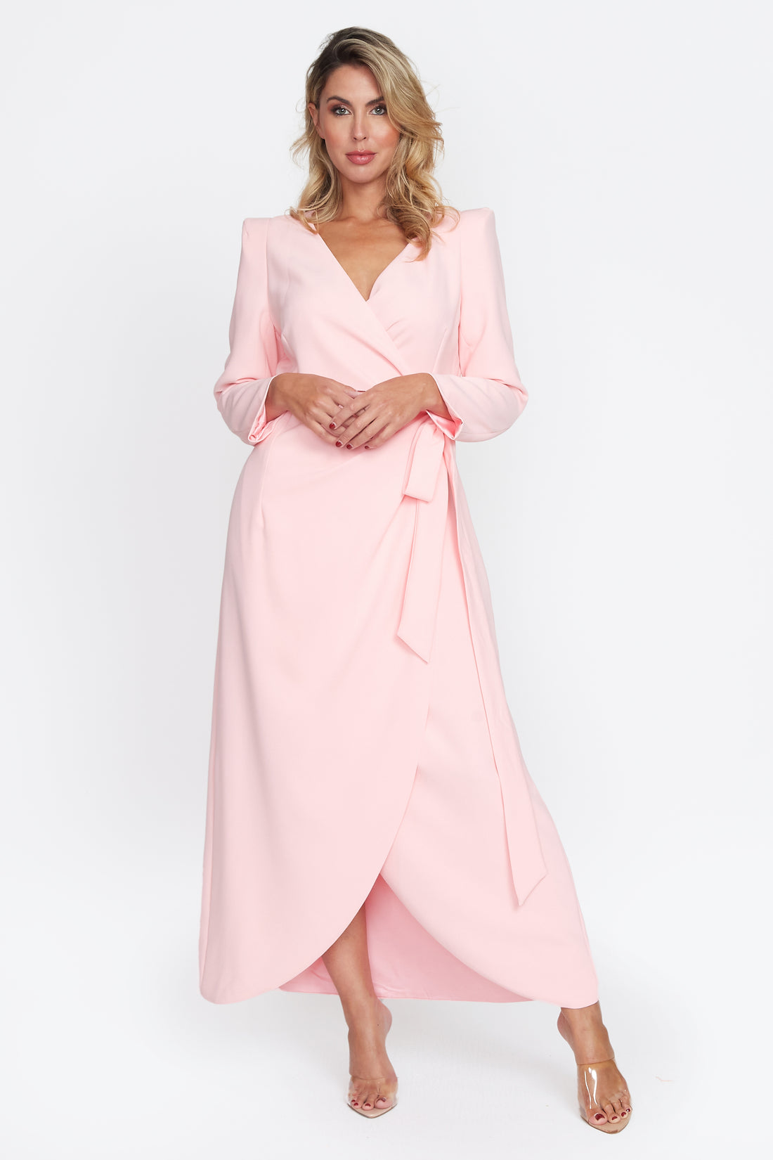 Baby Pink Corporate Wrap Dress