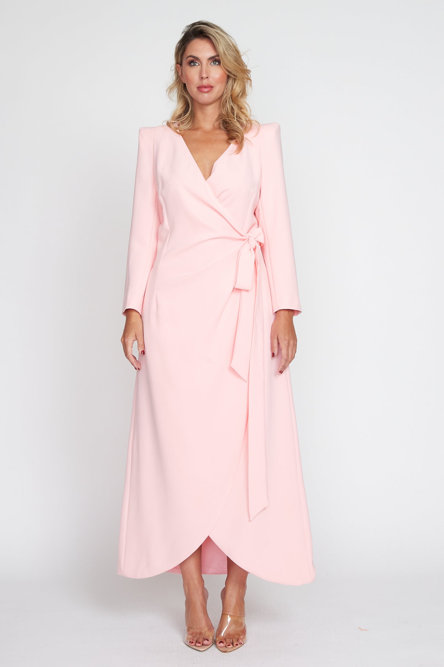 Baby Pink Corporate Wrap Dress